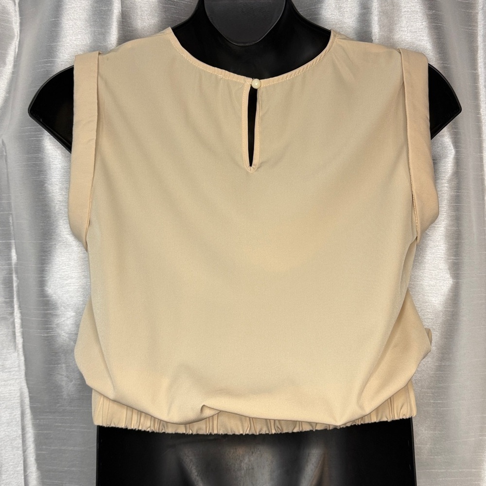 Emery Rose Sleeveless Tie Front Elastic Waist Keyhole Back Women’s L Stretch - Picture 5 of 6